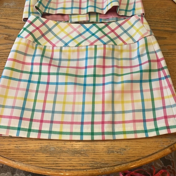 🌈💕🌷ADORABLE! Milly of New York rainbow plaid wool skirt set/suit sz4 - Picture 12 of 15